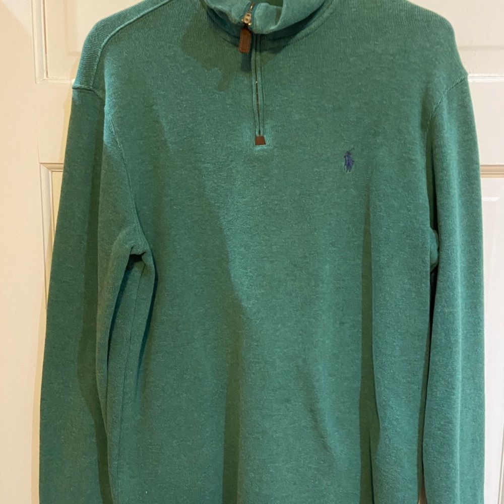 Ralph Lauren Teal Green Quarter-Zip Pullover Sweater